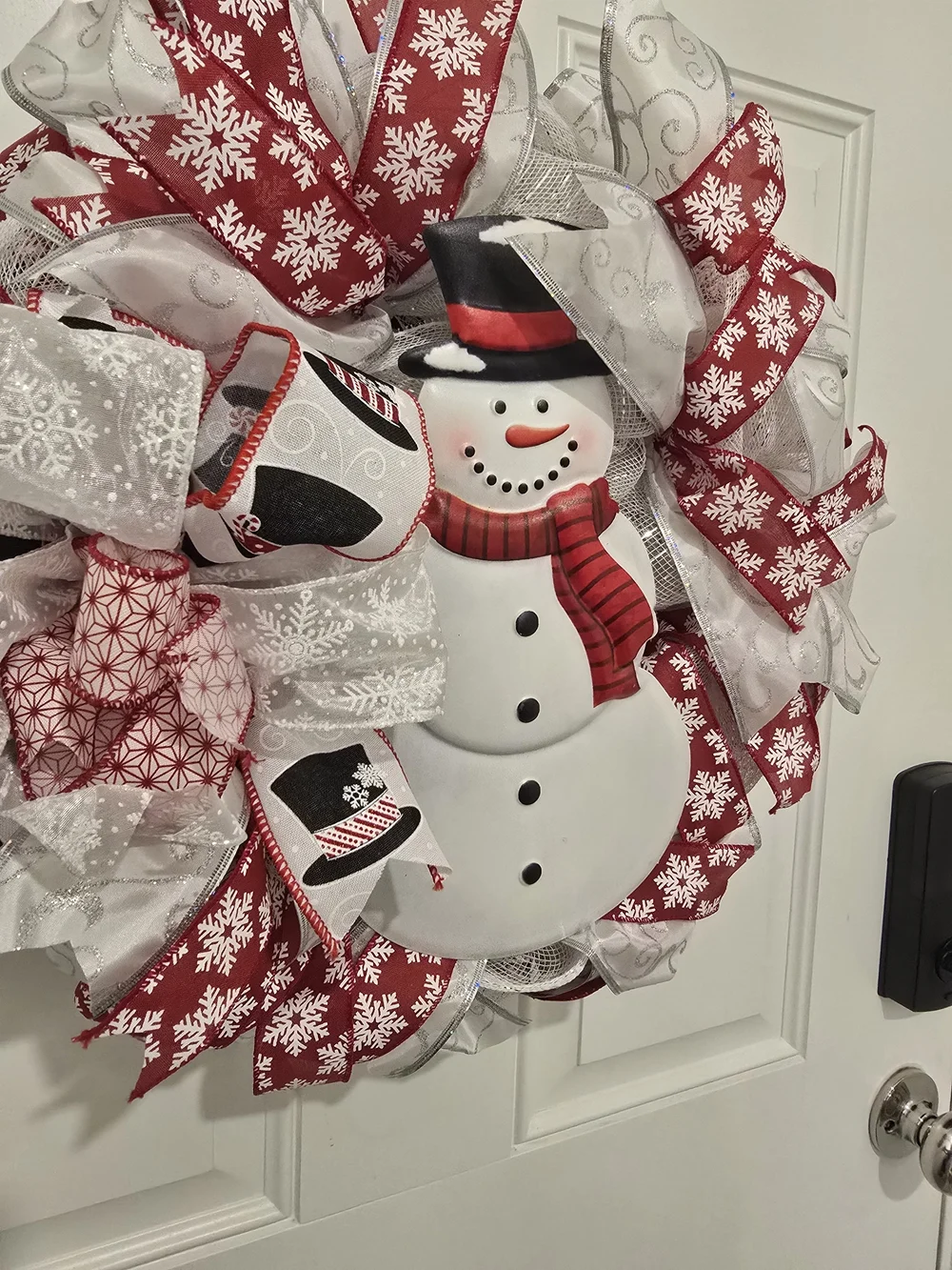 Festive Red & White Snowman Holiday Wreath Small About 16